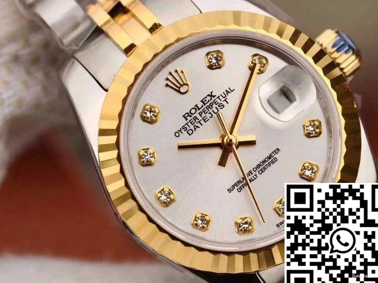 28MM 18K Datejust Rolex Gold Silver Lady Dial 1022